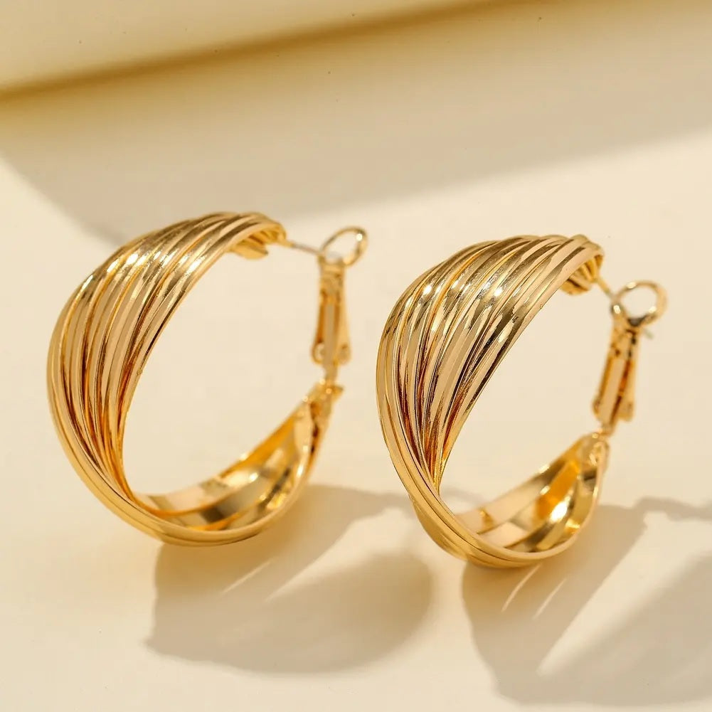 Gold Plated Twist Hoop Earrings