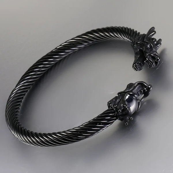 Dragon Wire Bangle Bracelet - Black