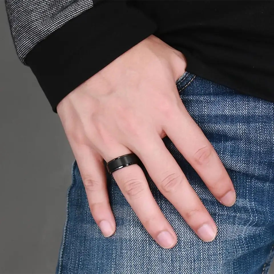 Unisex Stress Release Black Spinner Ring