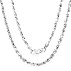 7MM 24-Inch Rope Chain - Silver