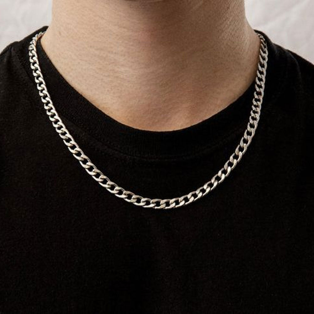 8MM 24-Inch Silver Cuban Chain