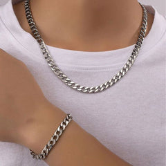 8MM 24-Inch Silver Cuban Chain