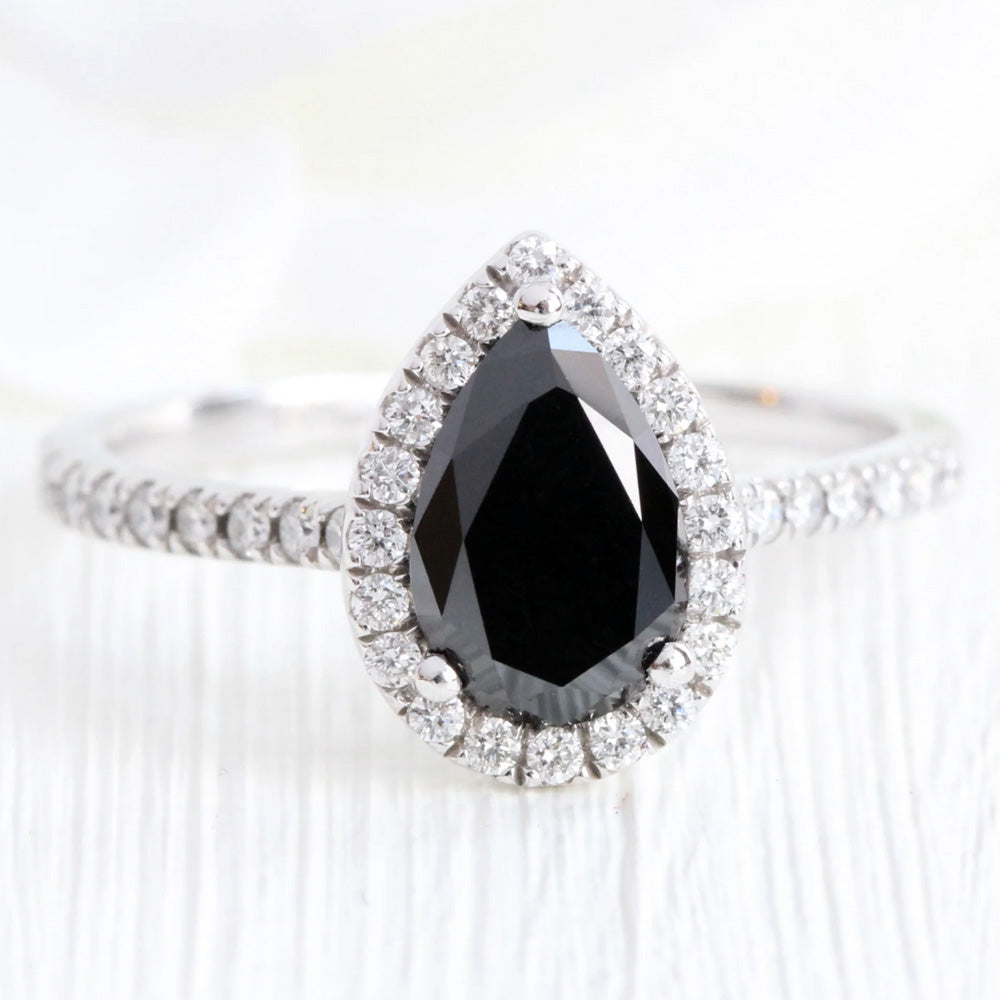 Adjustable Pear Black Zirconia Ring