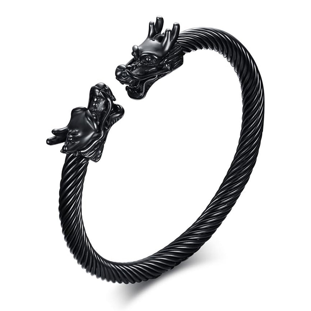 Dragon Wire Bangle Bracelet - Black