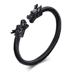 Dragon Wire Bangle Bracelet - Black