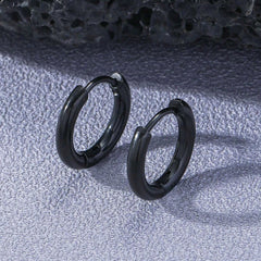 1-Pair Unisex Smooth Black Hoop Earrings