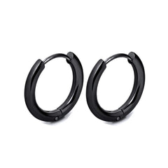 1-Pair Unisex Smooth Black Hoop Earrings