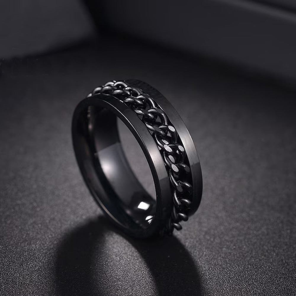 Chain Spinner Ring - Black