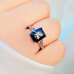 Adjustable Black Zirconia Butterfly Ring