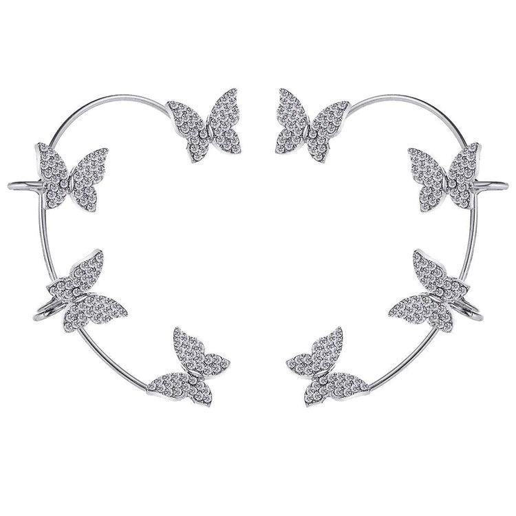 Elegant Silver Plated Butterfly Ear Cuff Set