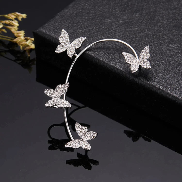 Elegant Silver Plated Butterfly Ear Cuff Set