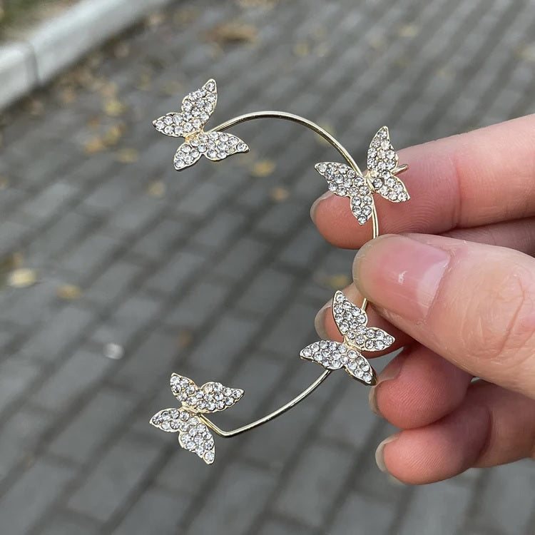 Elegant Silver Plated Butterfly Ear Cuff Set