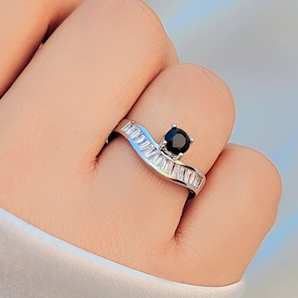 Adjustable Alluring Black Zirconia Ring