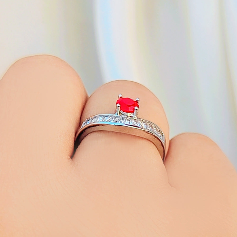 Adjustable Alluring Red Zirconia Ring