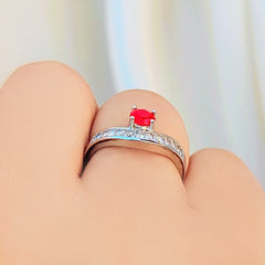 Adjustable Alluring Red Zirconia Ring