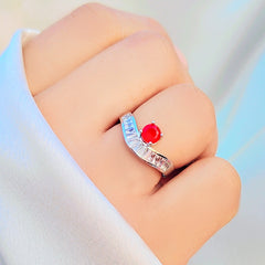 Adjustable Alluring Red Zirconia Ring