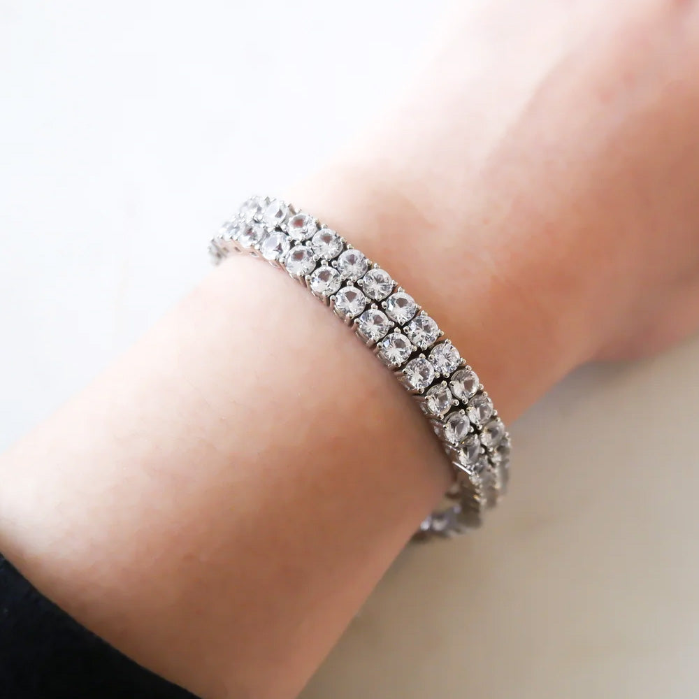 Minimalist Double Layer Bracelet - Silver