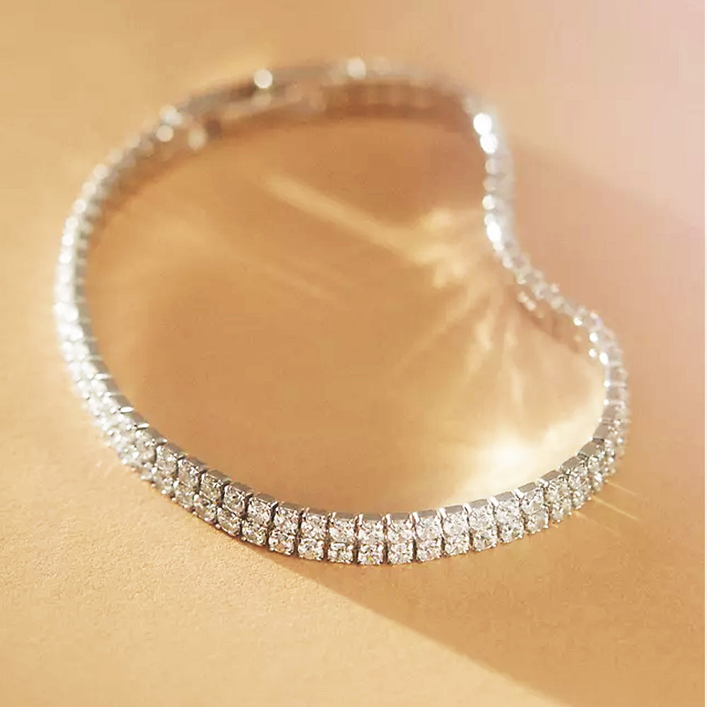 Minimalist Double Layer Bracelet - Silver