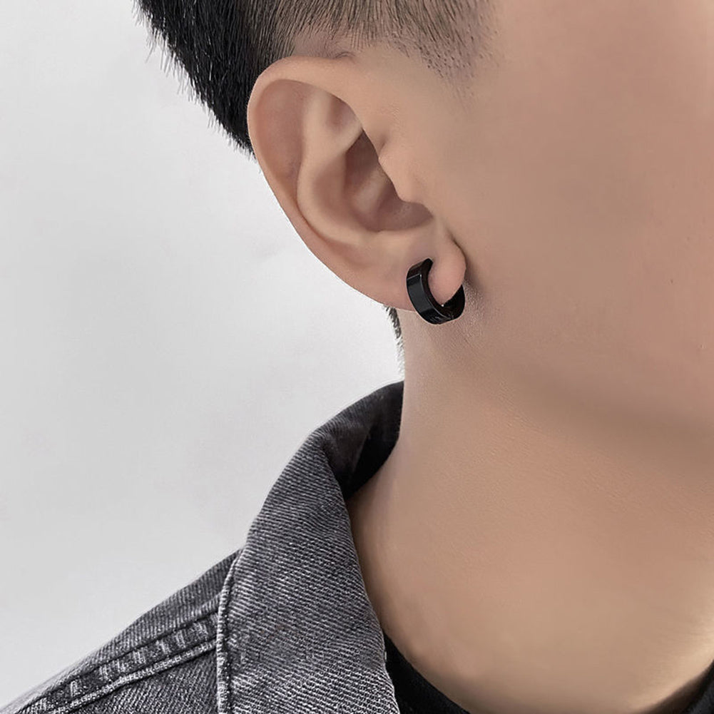 1-Pcs Unisex Titanium Steel Black Ear Clip