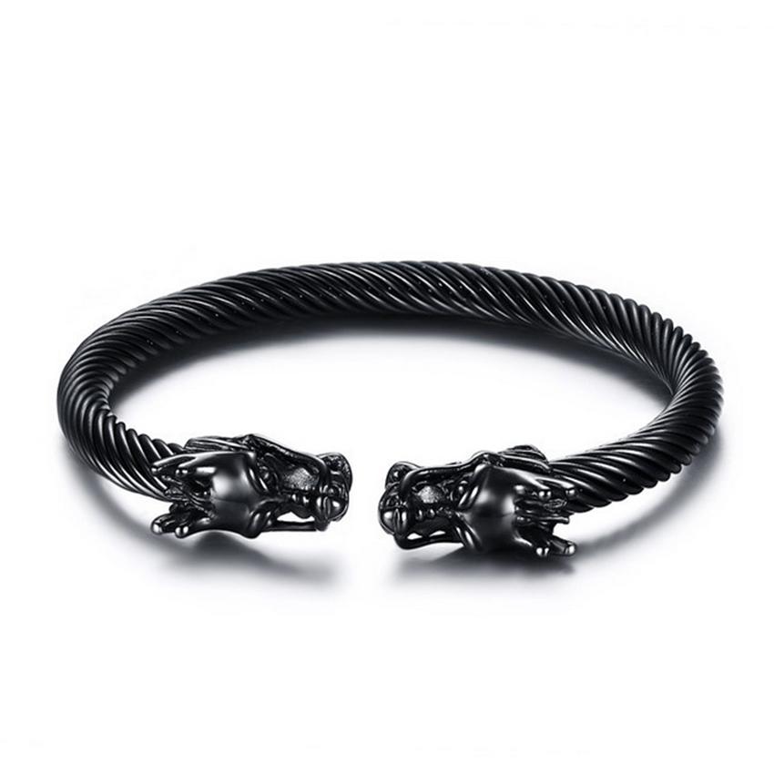 Dragon Wire Bangle Bracelet - Black