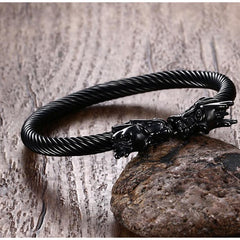 Dragon Wire Bangle Bracelet - Black