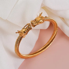 Dragon Wire Bangle Bracelet - Gold