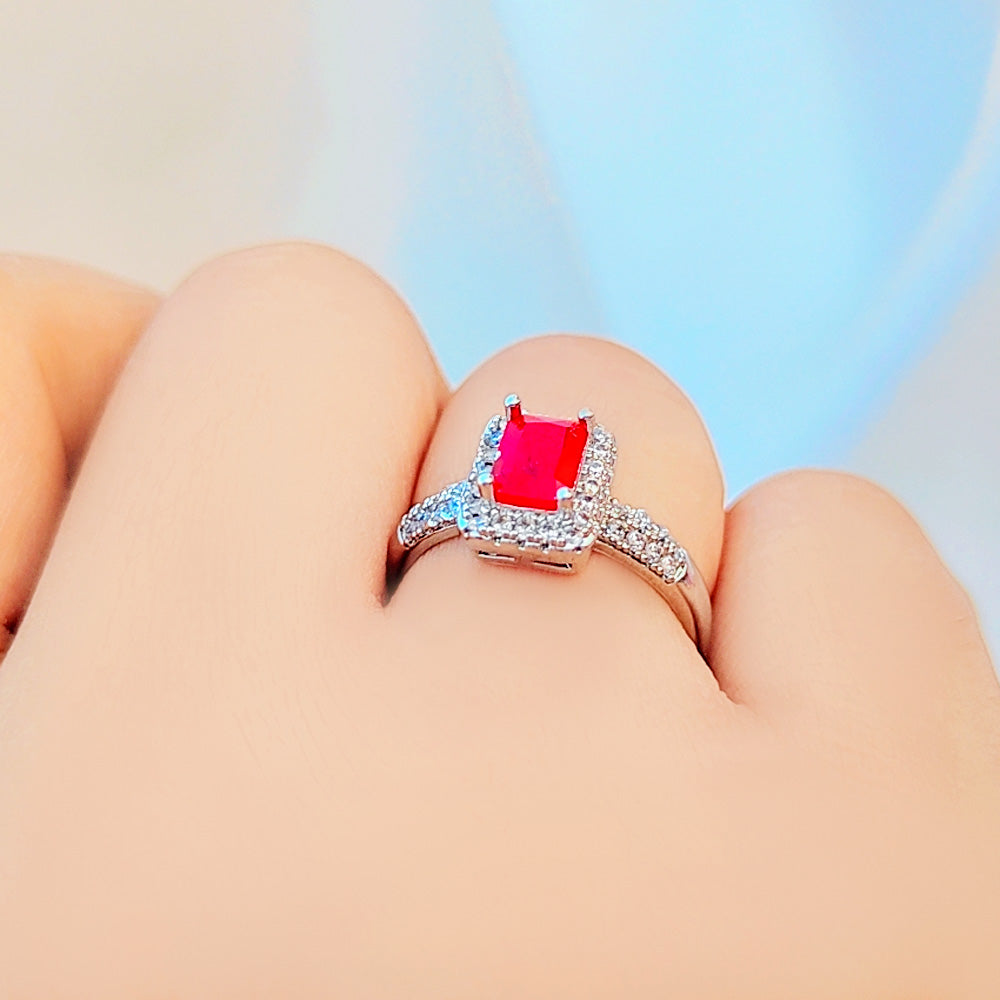 Adjustable Luxury Red Zirconia Ring