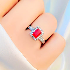 Adjustable Luxury Red Zirconia Ring