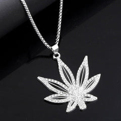 Rhinestone Maple Leaf Pendant