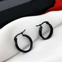 Black Titanium Steel Charm Ear Hoops