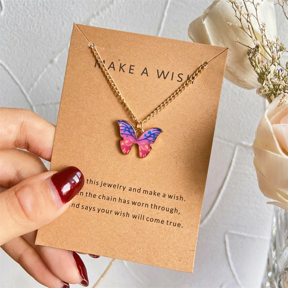 Colorful Pink Butterfly Pendant