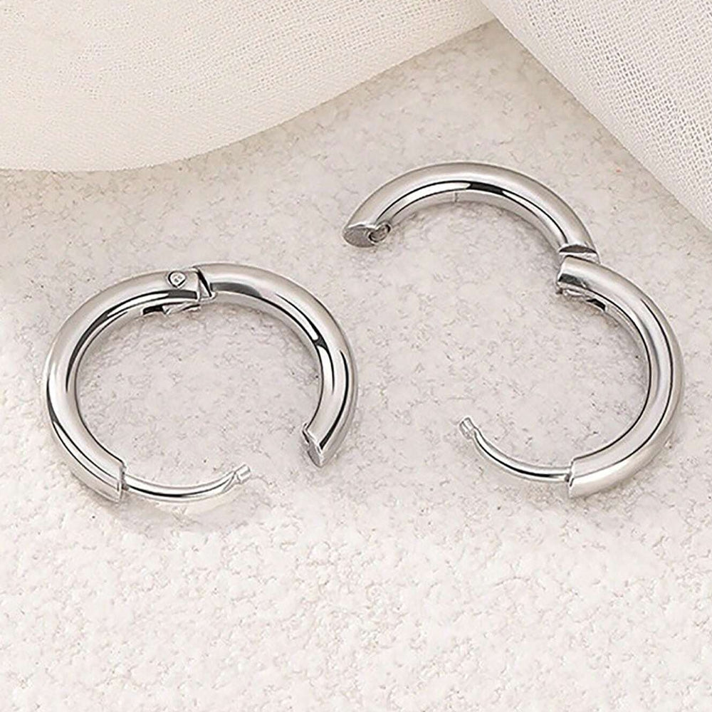 1-Pair Unisex Smooth Stainless Steel Hoop Earrings