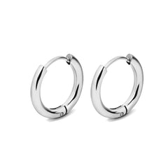 1-Pair Unisex Smooth Stainless Steel Hoop Earrings