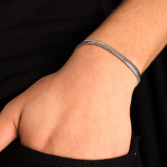 7MM Herringbone Chain Bracelet - Silver