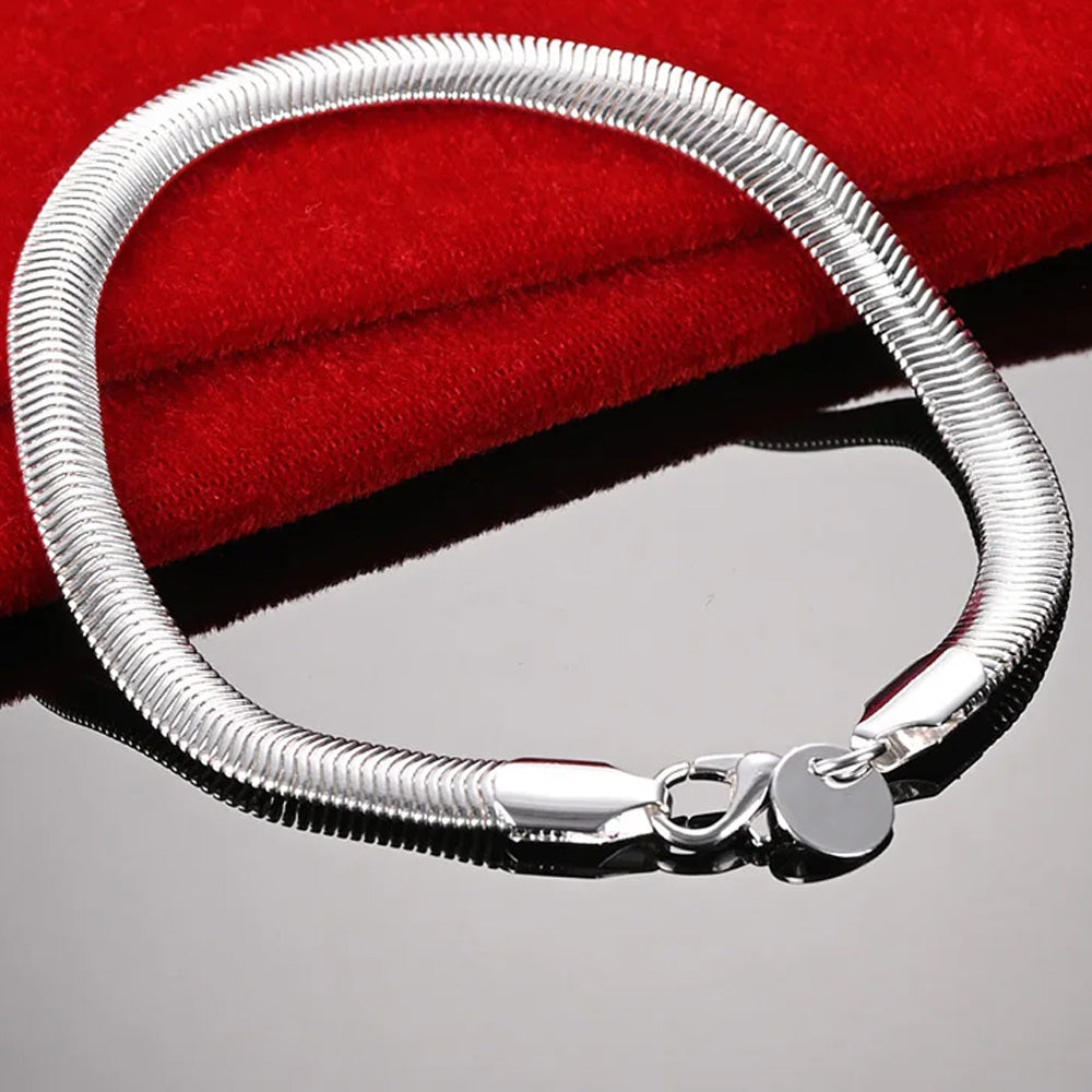 7MM Herringbone Chain Bracelet - Silver