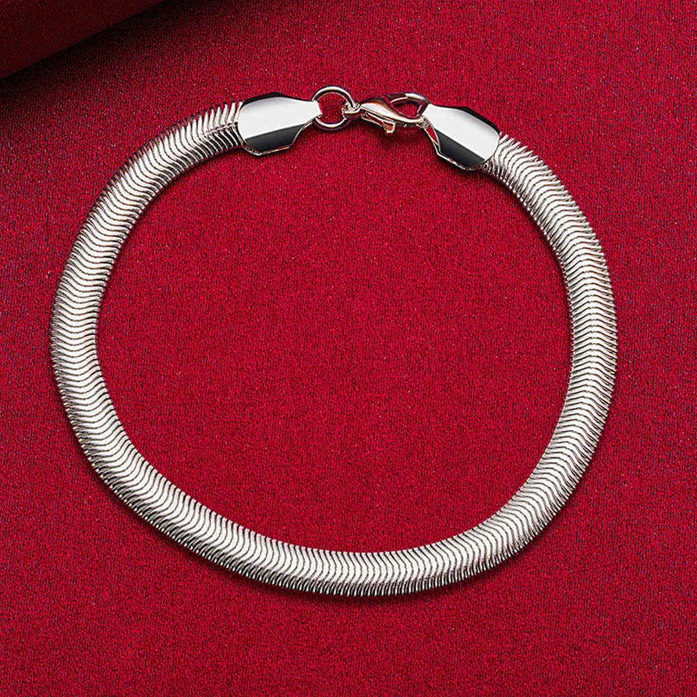 7MM Herringbone Chain Bracelet - Silver