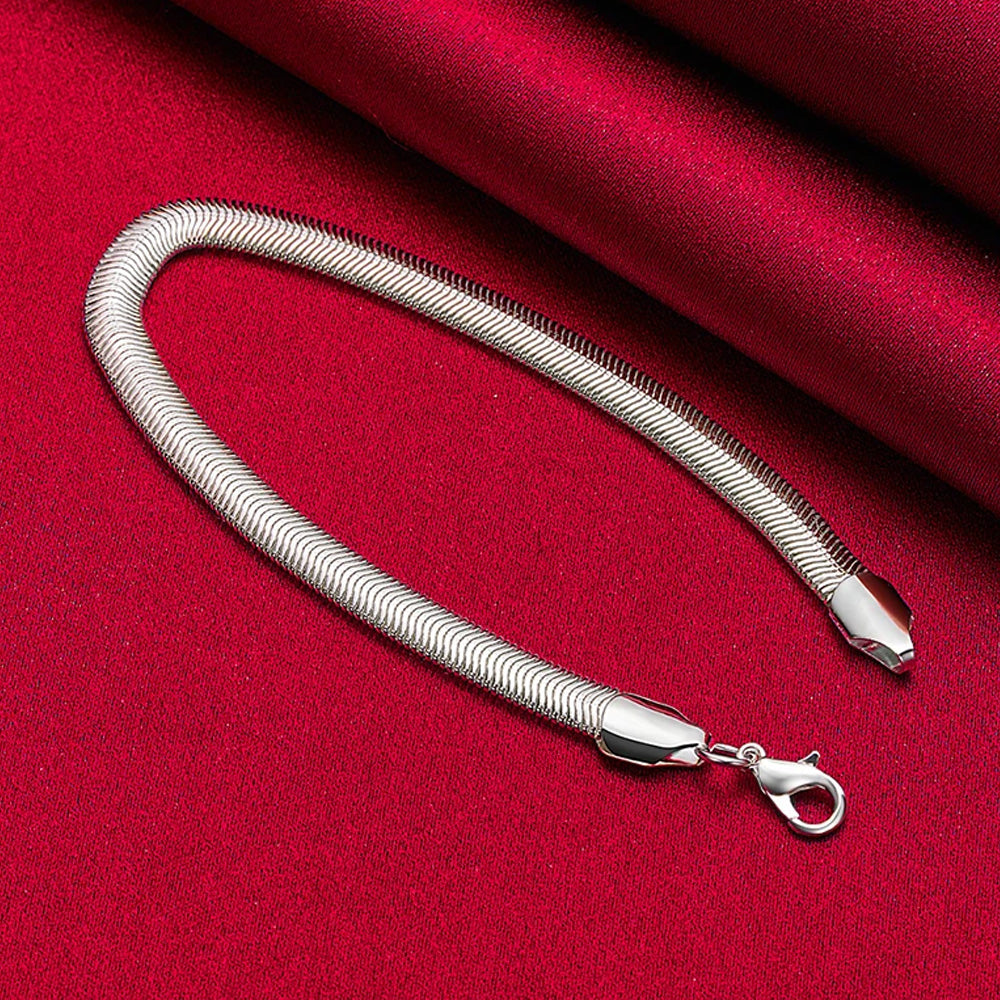 7MM Herringbone Chain Bracelet - Silver