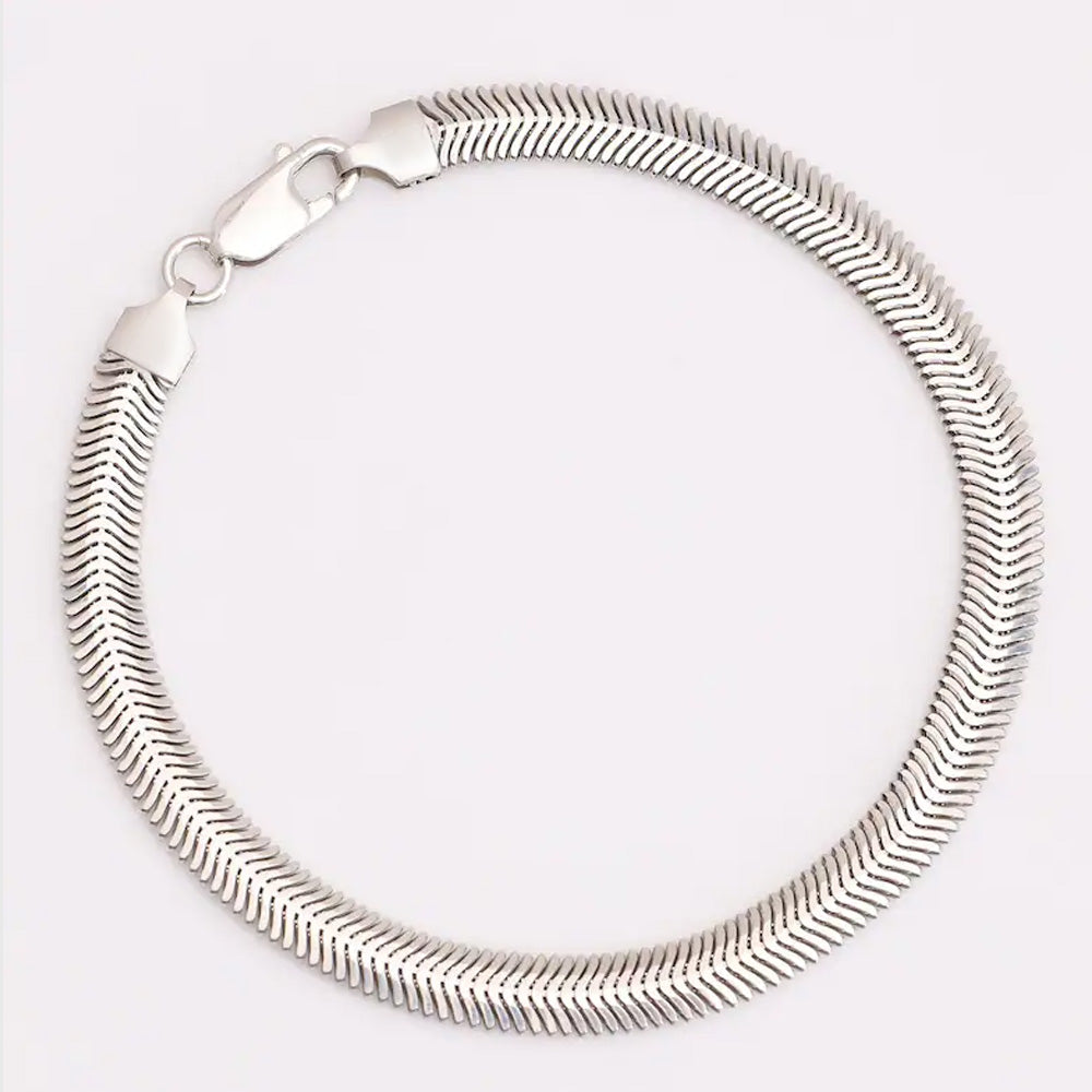 7MM Herringbone Chain Bracelet - Silver