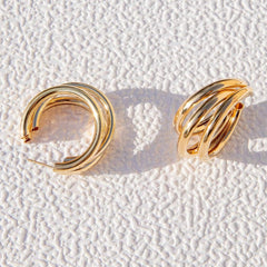 Trendy Three-Layer Gold Plated Earrings