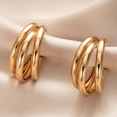 Trendy Three-Layer Gold Plated Earrings