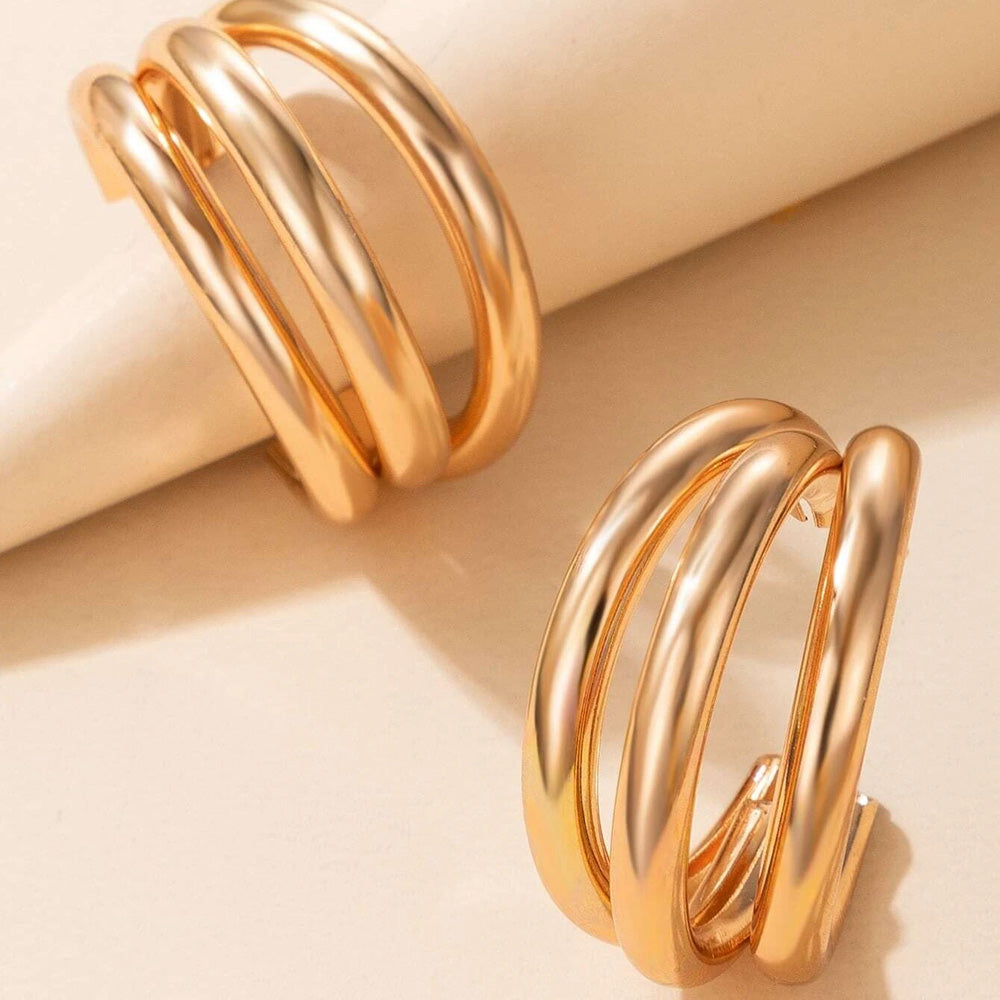 Trendy Three-Layer Gold Plated Earrings