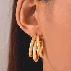 Trendy Three-Layer Gold Plated Earrings