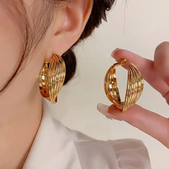 Gold Plated Twist Hoop Earrings