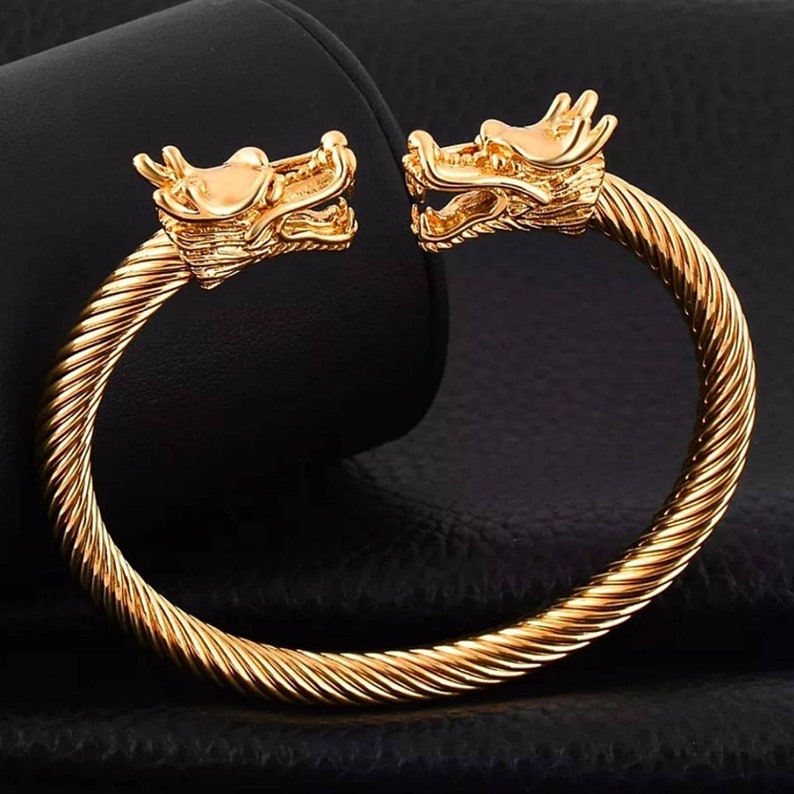 Dragon Wire Bangle Bracelet - Gold