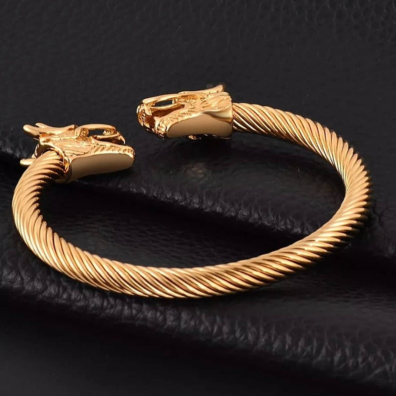 Dragon Wire Bangle Bracelet - Gold