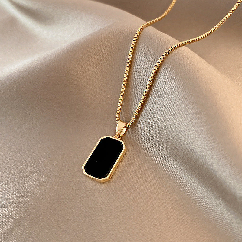 Black Enamel Geometric Pendant