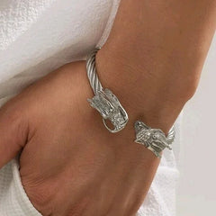 Dragon Wire Bangle Bracelet - Silver